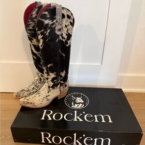 Rock'em Women's Over the Knee Boots - Black and White